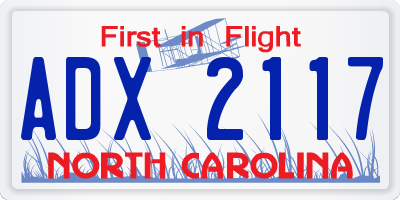 NC license plate ADX2117