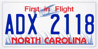 NC license plate ADX2118
