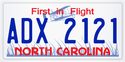 NC license plate ADX2121