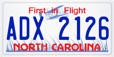 NC license plate ADX2126