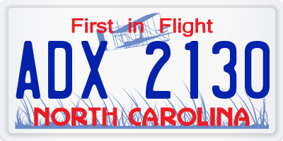 NC license plate ADX2130