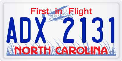 NC license plate ADX2131