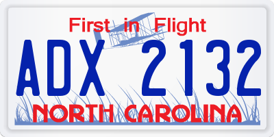 NC license plate ADX2132