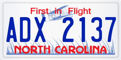 NC license plate ADX2137