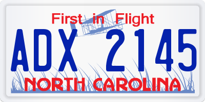 NC license plate ADX2145