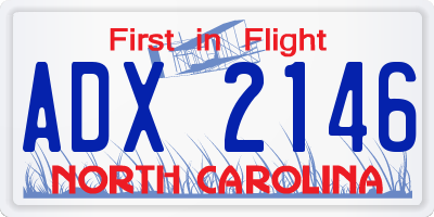 NC license plate ADX2146
