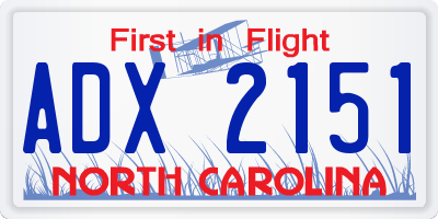 NC license plate ADX2151