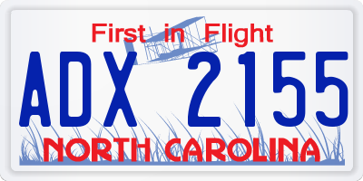 NC license plate ADX2155