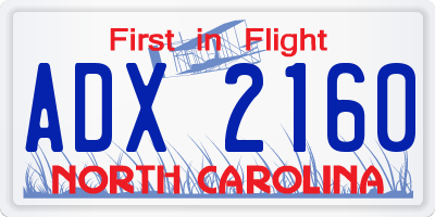 NC license plate ADX2160