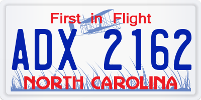 NC license plate ADX2162