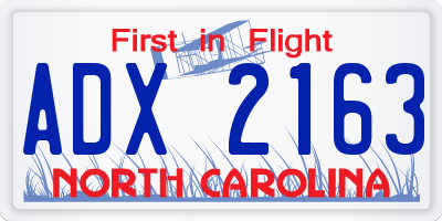NC license plate ADX2163