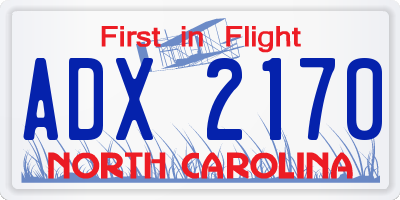 NC license plate ADX2170