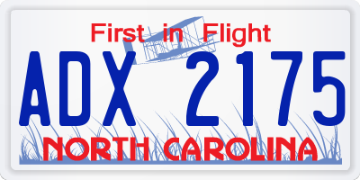 NC license plate ADX2175