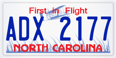 NC license plate ADX2177