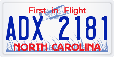 NC license plate ADX2181