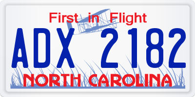NC license plate ADX2182