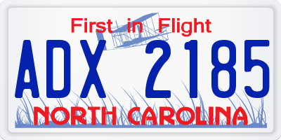 NC license plate ADX2185