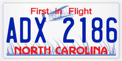 NC license plate ADX2186