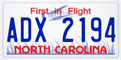 NC license plate ADX2194