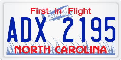 NC license plate ADX2195