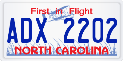 NC license plate ADX2202