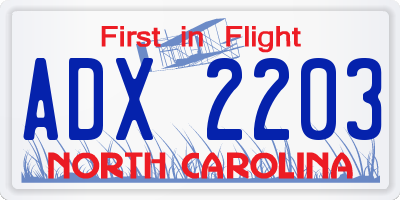 NC license plate ADX2203
