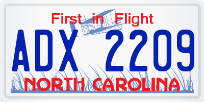 NC license plate ADX2209
