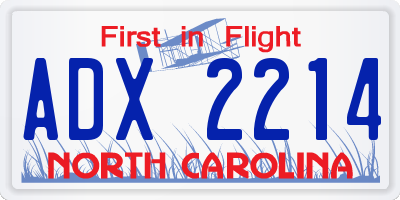 NC license plate ADX2214