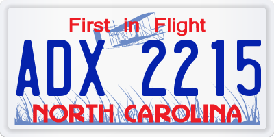 NC license plate ADX2215