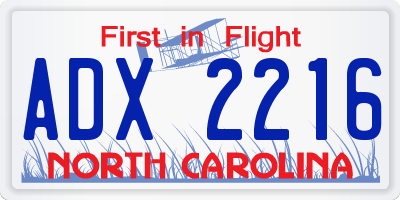 NC license plate ADX2216