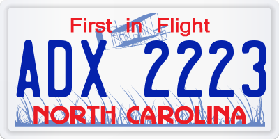 NC license plate ADX2223