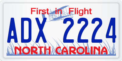 NC license plate ADX2224