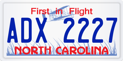 NC license plate ADX2227