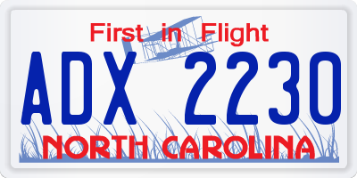 NC license plate ADX2230