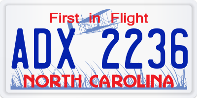 NC license plate ADX2236