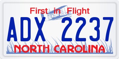 NC license plate ADX2237