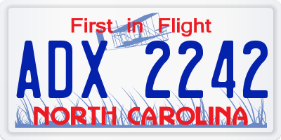 NC license plate ADX2242