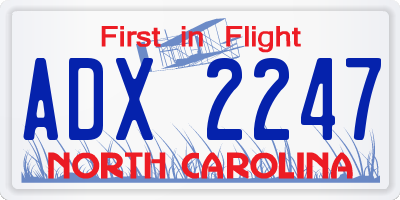 NC license plate ADX2247