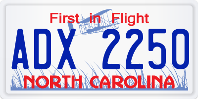 NC license plate ADX2250