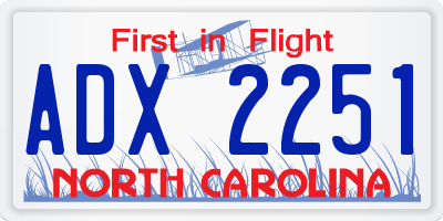 NC license plate ADX2251