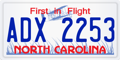 NC license plate ADX2253