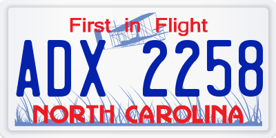 NC license plate ADX2258