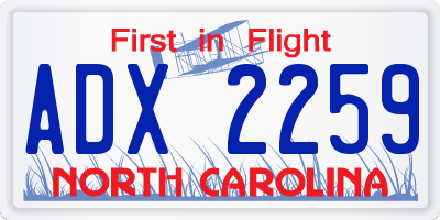 NC license plate ADX2259