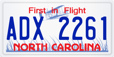NC license plate ADX2261