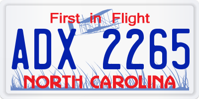 NC license plate ADX2265