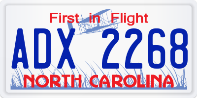 NC license plate ADX2268
