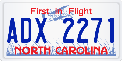 NC license plate ADX2271