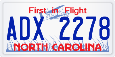 NC license plate ADX2278