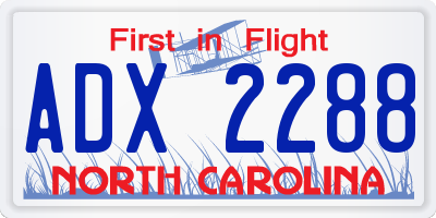 NC license plate ADX2288