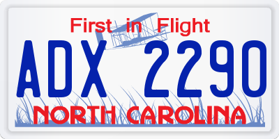 NC license plate ADX2290